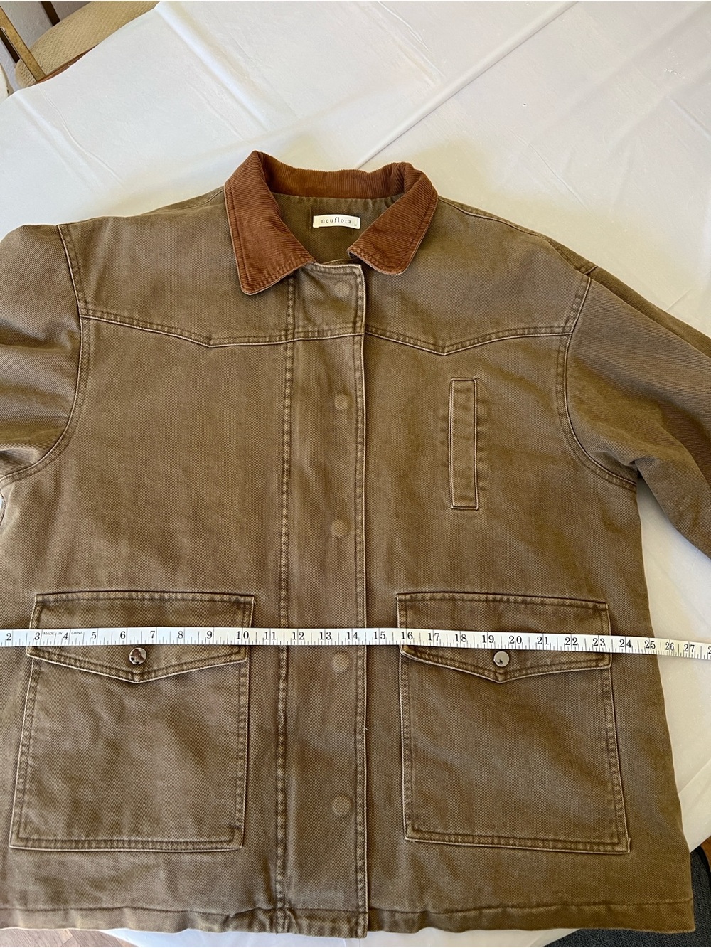 Neuflora- Tasmania Jacket-Brown Canvas Jacket with Corduroy Collar - Women - Picture 7 of 10